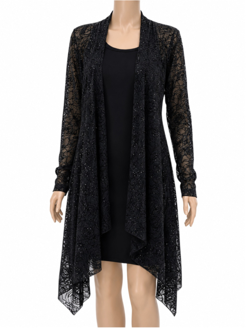 Bianca Nygard Black Sheer Sparkly Rosette Mesh Cardigan – Size L - Picture 5 of 9